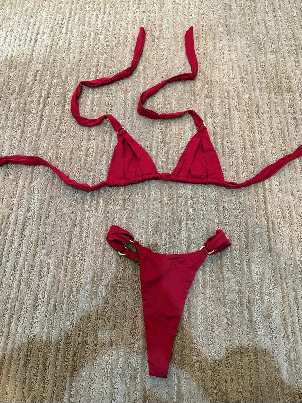 Monday Swimwear Red Triangle String Bikini